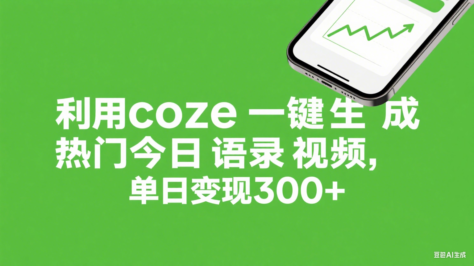 利用coze一键生成热门今日语录视频，单日变现300+_网创掘金