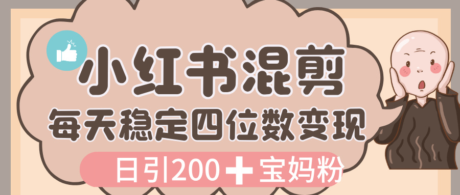 价值 3980 的小红书混剪， 虚拟变现，日引 200+宝妈创业粉，每天稳定四位数变现_网创掘金