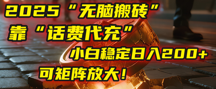无脑搬砖项目：靠“话费代充”，小白稳定日入200+，可矩阵放大！_网创掘金