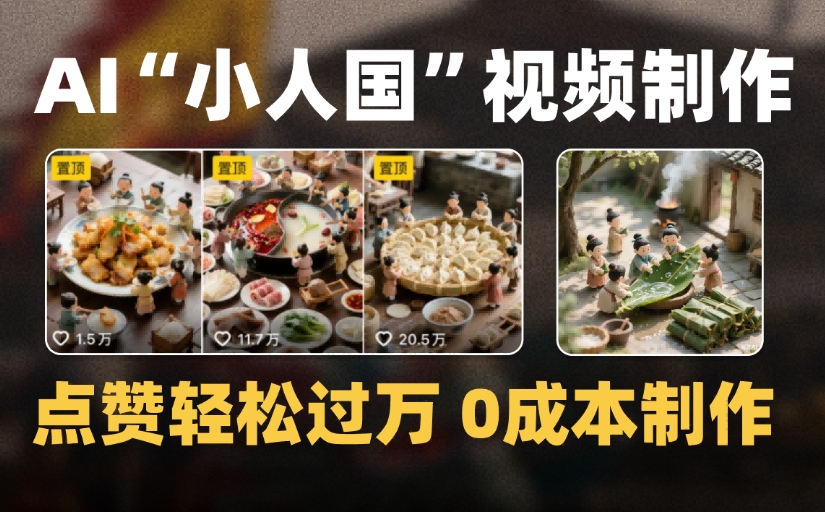 爆款1000W+微缩景观迷你小人国AI视频，0成本制作全流程教学_网创掘金