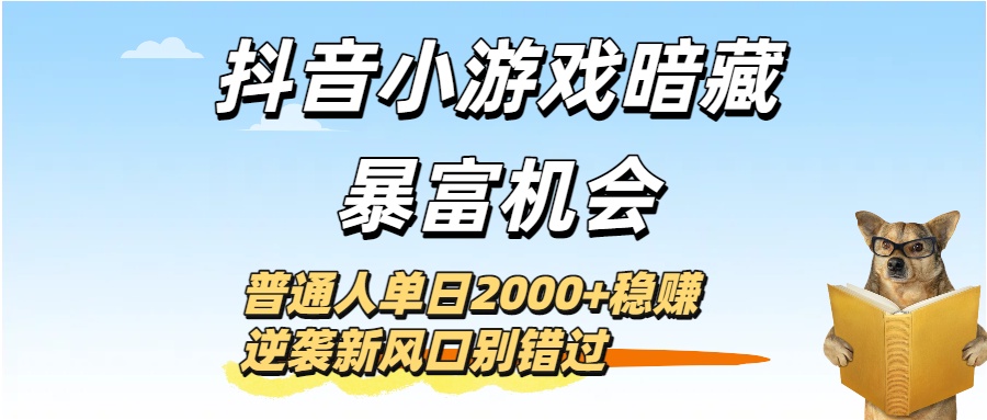 抖音小游戏暗藏暴富机会！普通人单日2000+稳赚，逆袭新风口别错过_网创掘金