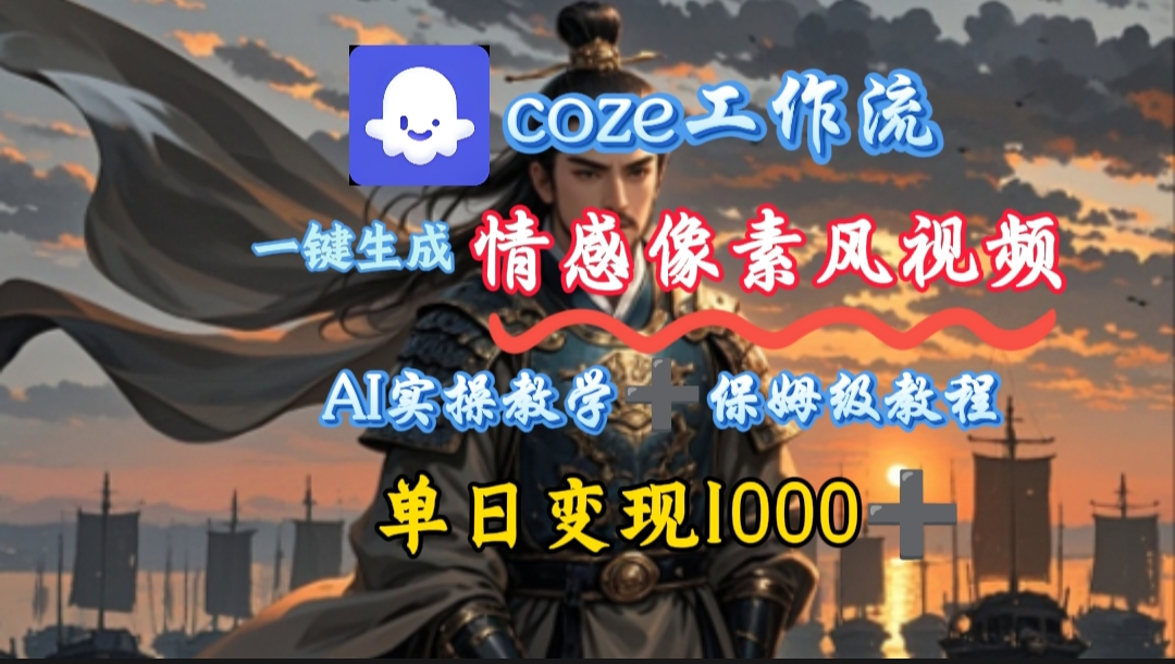 用coze工作流一键生成情感像素风视频，几分钟一条，单日变现500+_网创掘金