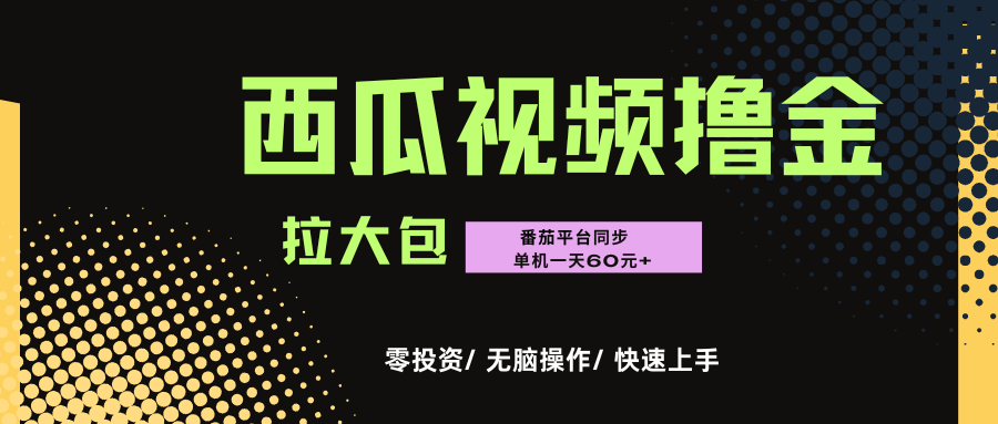 西瓜，番茄，撸金项目，单机一天轻松60元+，可无线放大化去做，零投资_网创掘金