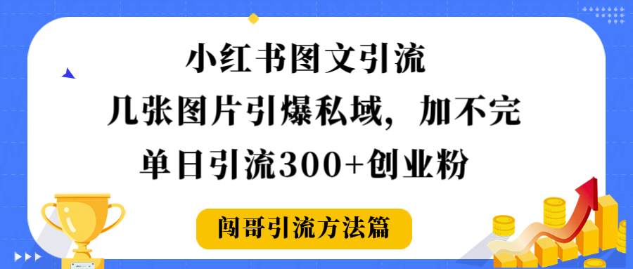 小红书图文引流，几张图片引爆私域加不完，单日引流300＋创业粉_网创掘金