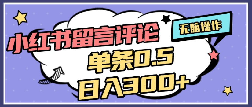 2025年最新小红书评论单条0.5元，日入300＋，无上限，详细操作流程_网创掘金