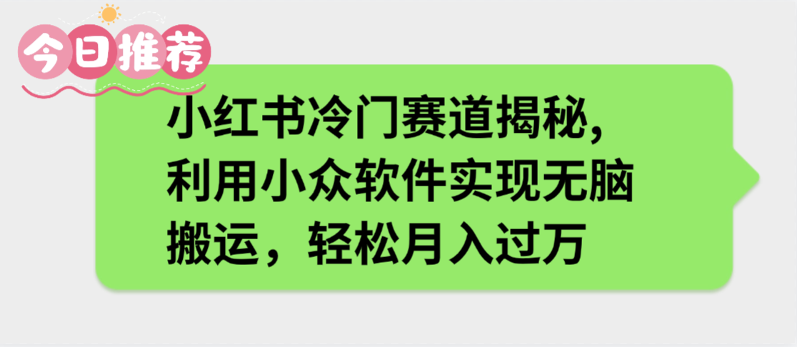 小红书冷门赛道揭秘,利用小众软件实现无脑搬运，轻松月入过万_网创掘金