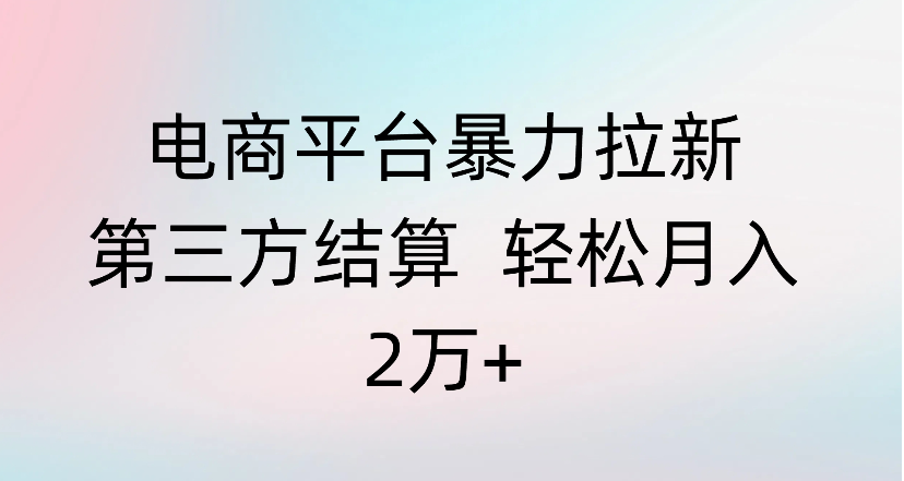电商平台暴力拉新第三方结算 轻松月入2万+_网创掘金