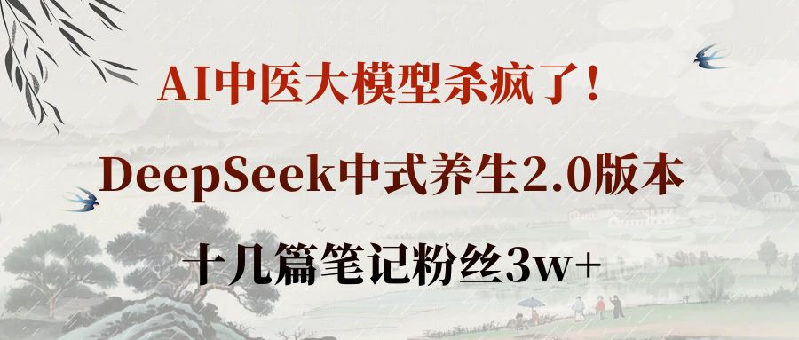 AI中医大模型杀疯了！DeepSeek中式养生2.0版本，十几篇笔记粉丝3w+_网创掘金