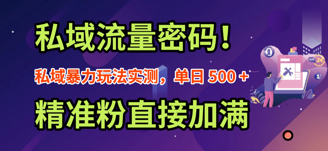 私域流量密码！私域暴力玩法实测，单日 500 + 精准粉直接加满_网创掘金